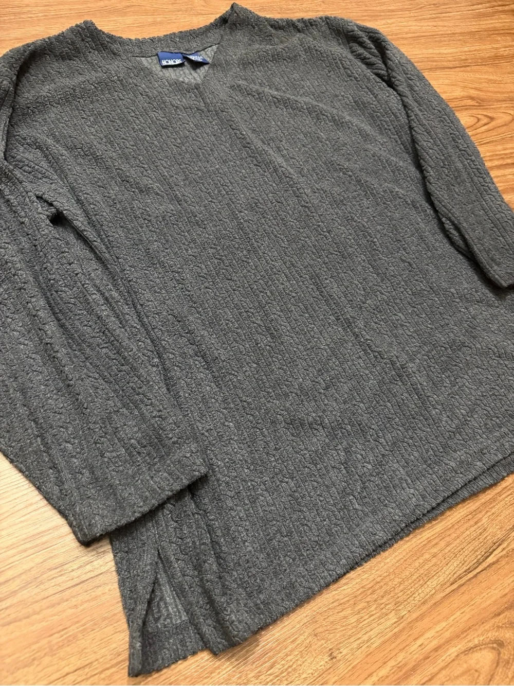 Women's Charcoal Crewneck Ribbed Sweater